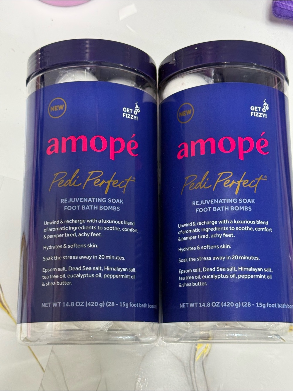 AMOpé Pedi Perfect Rejuvenating Soak Foot Bath Bombs - Blue & Pink